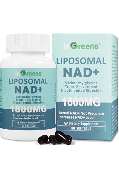inGreens Liposomal NAD+ 1800 mg with Nicotinamide Riboside, Trans Resveratrol Cellular Energy, 60 Softgels