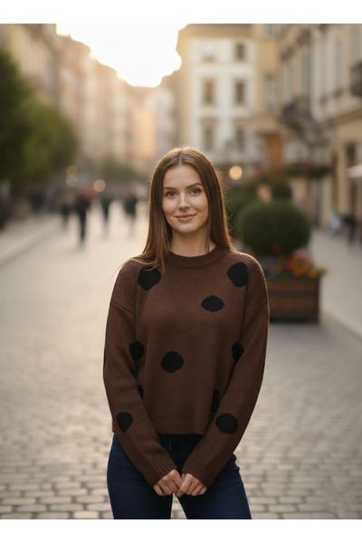 ikomteks Polka Dot Soft Women's Knit Sweater