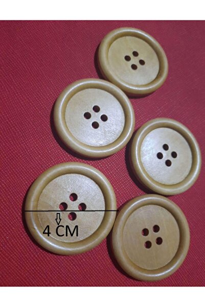 İMREN AKSESUAR زر خشب طبيعي 4 سم 1 عبوة 5 قطع