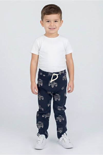 Kyron Boys' Vehicle Patterned Sweatpants - Navy Blue
