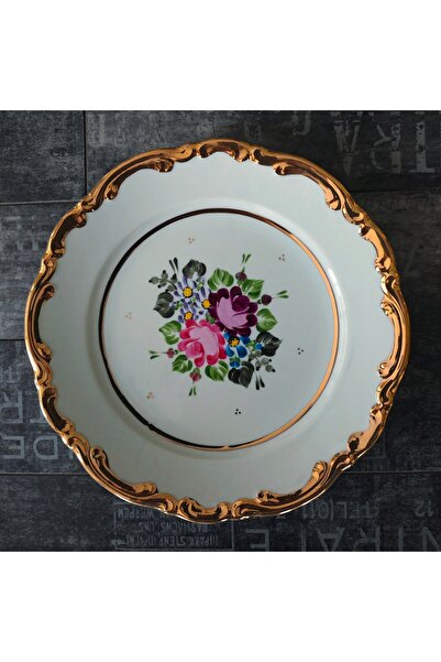 manushum El Boyaması Porselen Pasta Tabağı 17cm-beyaz 1 Adet