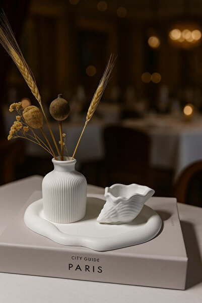 Zigzag Home Decorative 3 Piece Vase Candle Holder Set Cloud Plate Pampas Vase Seashell Candle Holder Set Set Bohemian Style