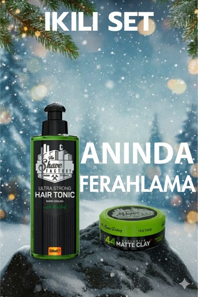 the shave factory Hair Tonic & Pomade Wax Set Tea Tree Wax 250Ml Saç Toniği S...