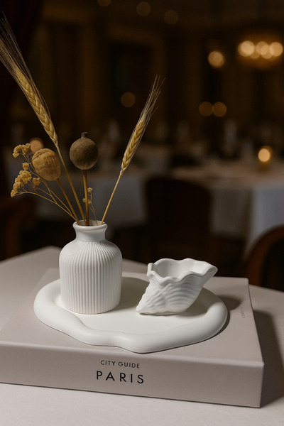 Zigzag Home Decorative 3 Piece Vase Candle Holder Set Cloud Plate Pampas Vase Seashell Candle Holder Set Set Bohemian Style