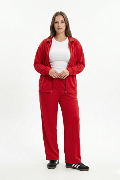 TALVİN Set with Two Thread Zippered Kangaroo Pockets M-6Xl Large Size