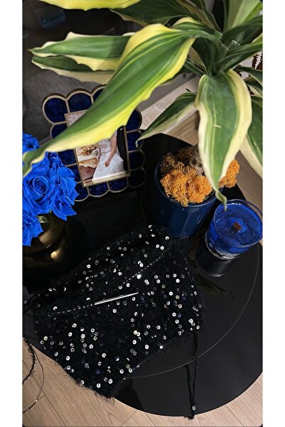 göçer Κλωστή πλεξίματος Μαύρο Moher και Μαύρο Ασημί Παγιέτες Πλεκτό στο χέρι Κλωστή Οπτικό Δίχτυ 600 γρ.