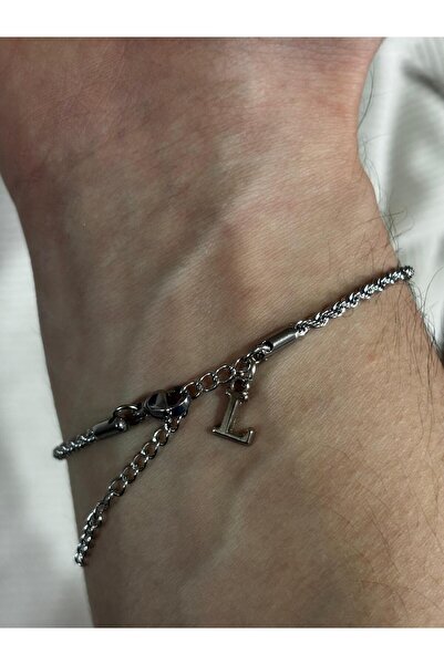 bijoux uniques سوار فولاذي للجنسين بحرف L