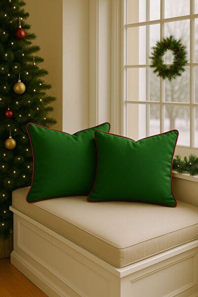 Ases Design Modern New Year Concept - 2 Decorative Throw Pillow Covers - Khak...