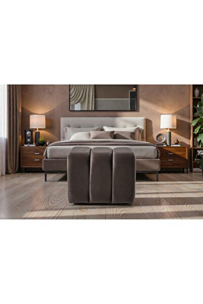 Framgan Yarmalı Puff - Makyaj Masası Pufu - Ayak Uzatma Pufu