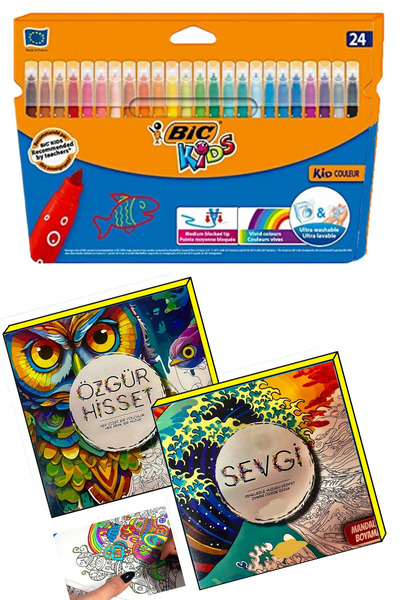 GÖNÜL YAYINCILIK Mandala Terapi Büyükler Için Boyama Seti - 2 Kitap Ve 24'lü Keçeli Kalem Seti