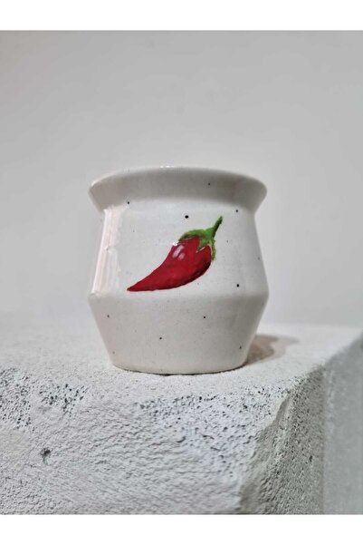 ÖZLEMKAYMAZ أكواب قهوة اسبريسو ومزدوجة مزخرفة بالفلفل الحار من السيراميك