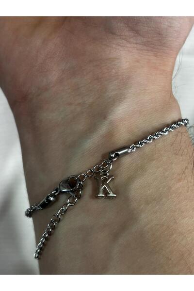 bijoux uniques سوار فولاذي للجنسين بحرف K