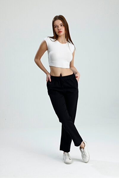 VOICTEC Washable Elastic Waist Cotton Gabardine Trousers