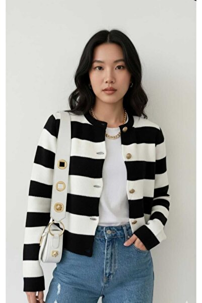 blackbonds Triko Şeritli Kısa Hırka