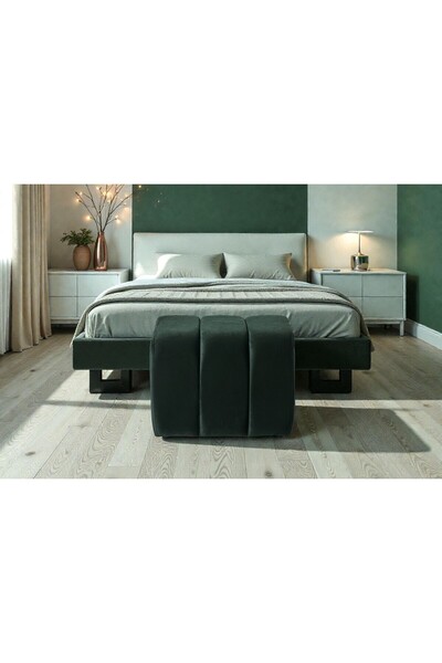 Framgan Yarmalı Puff Yeşil - Makyaj Masası Pufu – Dekoratif Ayak Uzatma Pufu ...