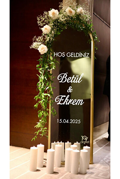 MasKEY Düğün Nişan Söz Kına Doğum Günü Ayna Yazısı Beyaz Sticker