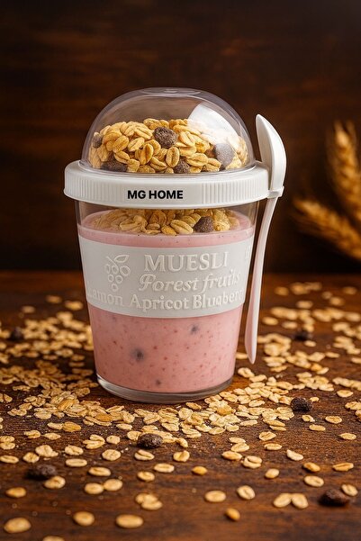 VENON Grey 🌸 Yogurt Muesli Container 600 ml 🌸 Yogurt Container Lunch Box with Lid and Spoon