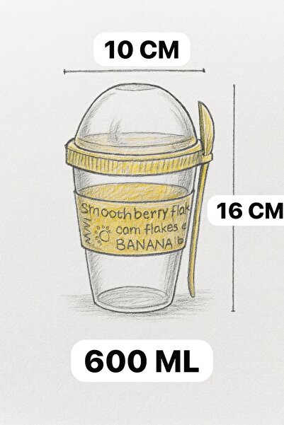 VENON LACİVERT 🌸Йогурт-мюслі-чашка 600 мл 🌸Йогурт-чашка з кришкою та ложкою Контейнер для харчування