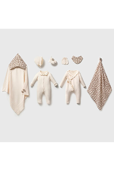 Nipperland طقم ملابس للأطفال حديثي الولادة من 0-3 أشهر، طقم من 8 قطع بنمط الفهد