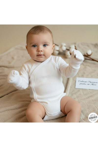 OEM Extra-fine hypoallergenic cotton kimono bodysuit with mittens