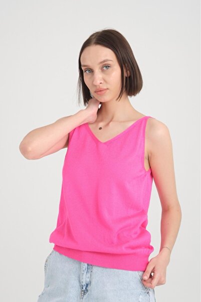 sumoda Tricou confortabil pentru femei - decolteu în V în față și în spate cu bretele mercerizate