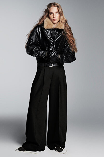 Açelya Okcu Premium Ballard Mid-Waist Wide-Leg Woven Pants