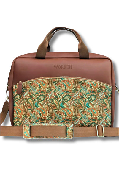 worken MacBook Pro-Air Strap Leather Case for 13-14 Inch Laptop and Notebook - Shawl Pattern, Tan