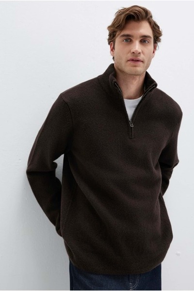 Mavi M0710380 Half Zip Pullover Half Zipper Men's Sweatshirt Brown