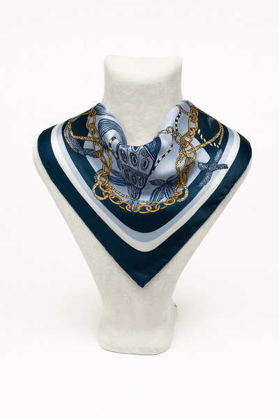 Vanelia وشاح بنمط سلسلة بحرية – أزرق