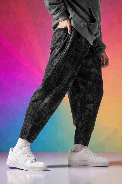 FG KONNİCHİWA Unisex Φαρδύ παντελόνι με έθνικ σχέδιο, ελαστική μέση και πόδια, με τσέπες, χαλαρό, hippie, μποέμικο, φαρδύ, έθνικ σχέδιο