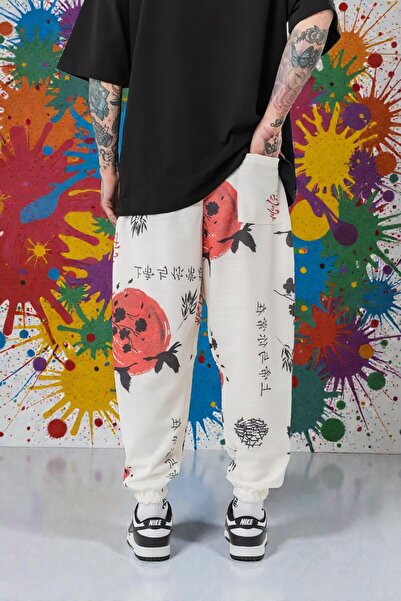 FG KONNİCHİWA Japanese Yakuza Taiyou Unisex Ethnic Patterned Elastic Waist and Cuffs Pocketed Loose Hippie Bohemian Shalwar