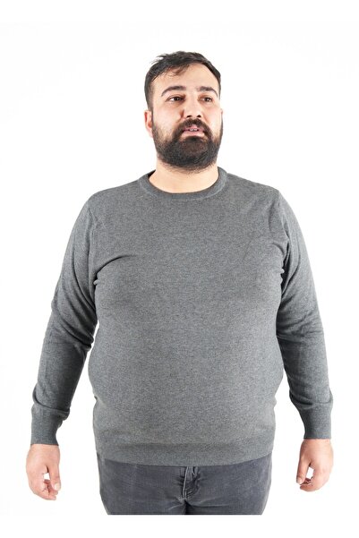 TURHAN TRİKO Plus Size Smoked Crew Neck Men's Sweater