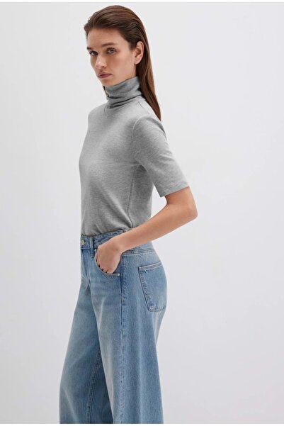 Mavi M1613613 Short Sleeve Pullover Turtleneck T-Shirt Women's T-Shirt Gray