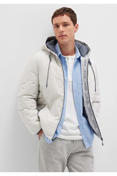 Mavi 0110352 Hooded Inflatable Coat Men's Coat Stone