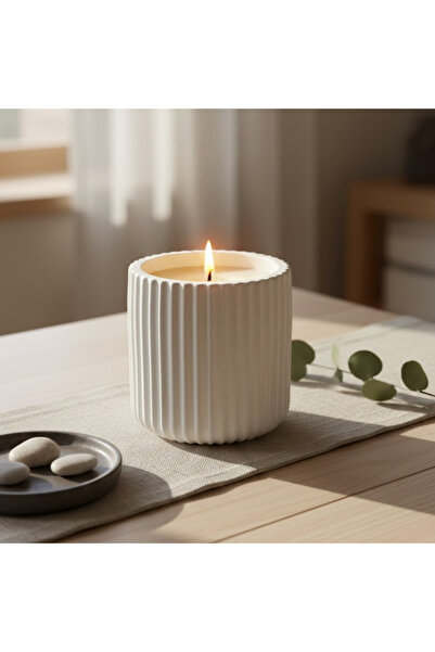Fiyera Home Beyaz Yuvarlak Mumluk