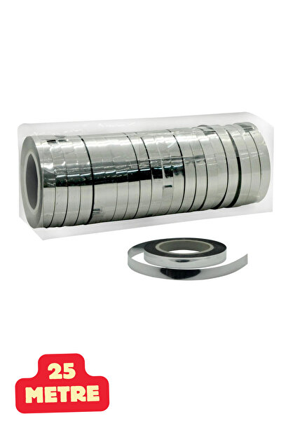 Baloncu Dede Gümüş Balon İpi Metarilize Parlak Rafya Doğum Günü Özel Gün Kutlama Gri Balon İpi