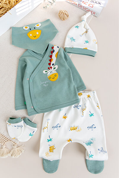 Babymod Zürafa Temalı 5 Parça Erkek Bebek Hastane Çıkışı Bebek Takımı