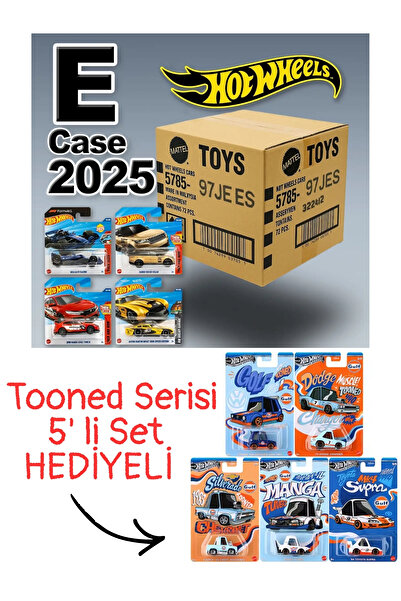 HOT WHEELS 2025 E Case 72'li Açılmamış Tek Bant Kapalı Koli set-3 (5'li Tooned Serisi HEDİYELİ)