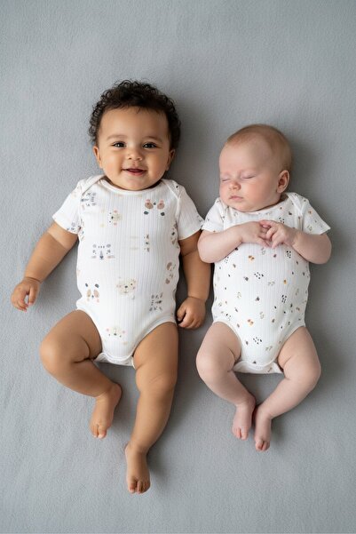 Bondberro 2'li Takım Kaşkorse Zarf yaka Yenidoğan Bebek ve Çocuk Zıbın