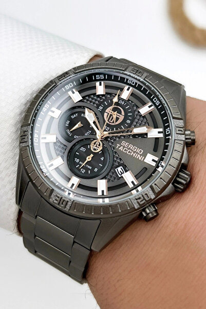 Sergio Tacchini ساعة يد رجالية بريميوم فاخرة بسوار فولاذي مدخن stsd005