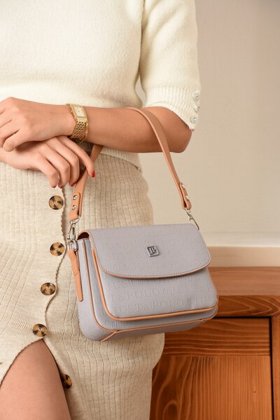 Just Polo حقيبة يد وكتف نسائية باللون الرمادي مكونة من 4 أقسام من Justpolo