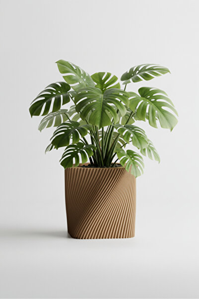 OEM Twist Design Decorative Flower Pot – Cappuccino Brown Color