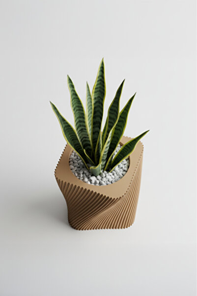 OEM Twist Design Decorative Flower Pot – Cappuccino Brown Color