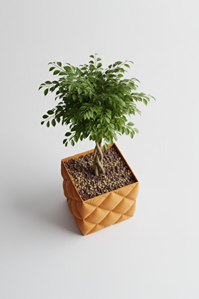 OEM Decorative flower pot with luxurious geometric design, Amber Glow color