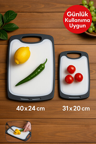 Open Home Concept Set of 2 Non-Slip Silicone Cutting Boards – 40X24 & 31X20 c...