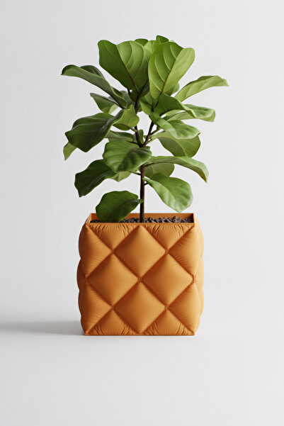 OEM Decorative flower pot with luxurious geometric design, Amber Glow color