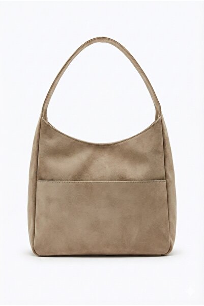 KISCHE Γυναικεία τσάντα ώμου Hobo Pinterest Casual Suede με επένδυση από βιζόν