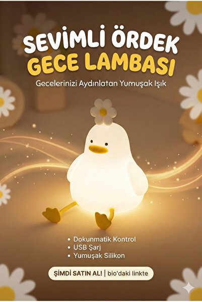Soft Silicone Night Light –cute duck Touch & Squeeze Burning