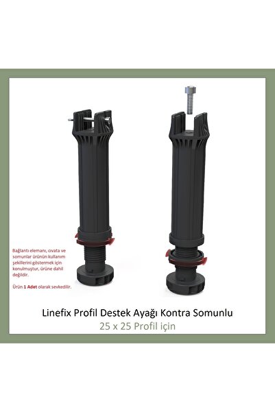 Adilon Picior de susținere a profilului Linefix cu piuliță contrarotativă (PENTRU PROFIL 25X25) M6