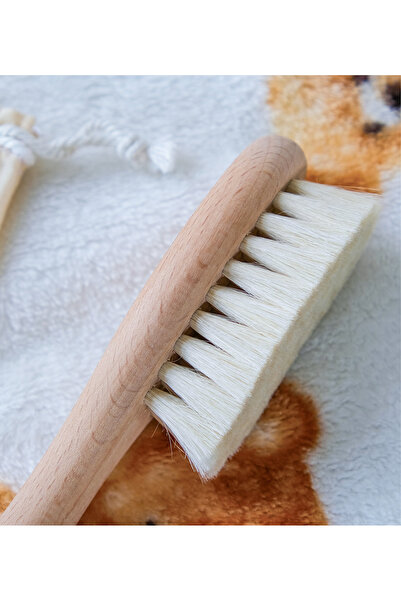 Huglette %100 Doğal Keçi Kılı Bebek Saç Fırçası ve Saklama Keseli Set